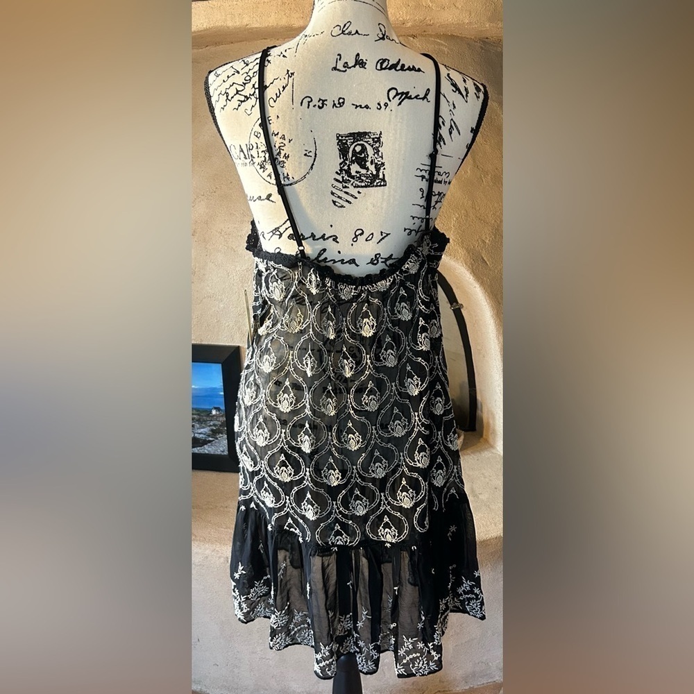Anthropologie Sheer Embroidered Mini Dress - Picture 6 of 9